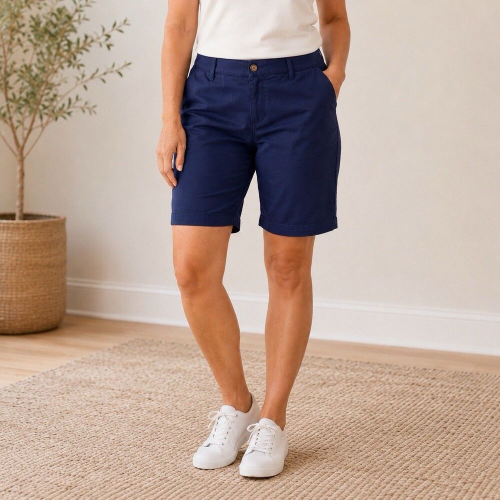 Tommy Bahama Boracay Bermuda Shorts Womens 12 Navy Stretch Chino 10”